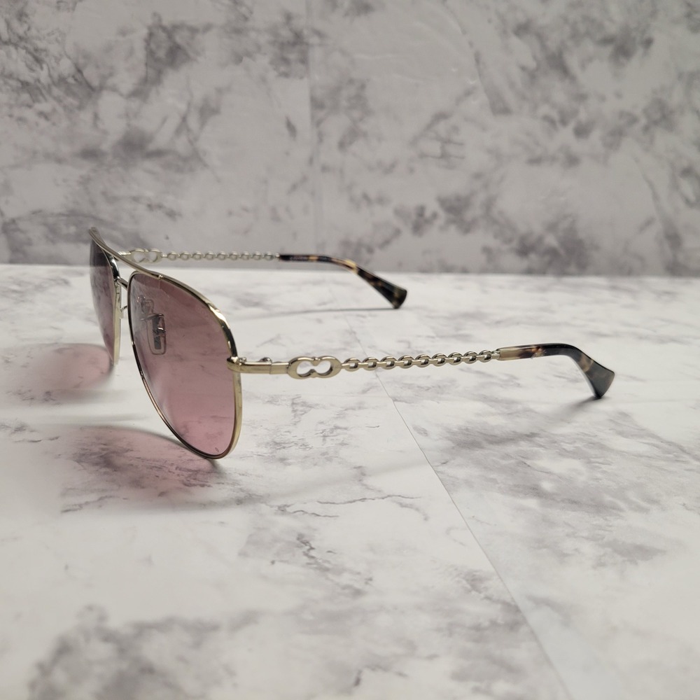 Coach Bree Aviator Sunglasses Gold Vintage Tortoise Pink Lens 59-14-140 - Picture 5 of 9